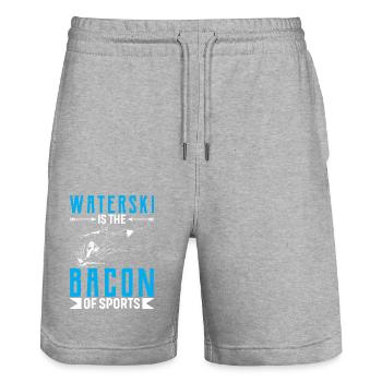 Waterski Is The Bacon Of Sports - Stanley/Stella Trainer Unisex Organic Jogging Shorts - heather grey - Front - Nik (191cm) & Marisol (170cm)