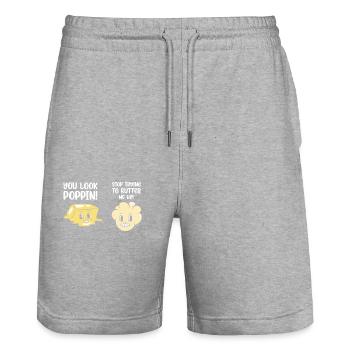 Popcorn Kawaii Graphic Poppin Butter Me Up - Stanley/Stella Trainer Unisex Organic Jogging Shorts - heather grey - Front - Nik (191cm) & Marisol (170cm)