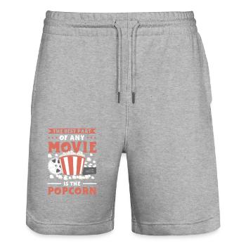 Popcorn Movie Night Cadeau de soirée cinéma Pop Corn - Short de jogging bio TRAINER Stanley/Stella unisexe - gris chiné - Devant - Nik (191cm) & Marisol (170cm)