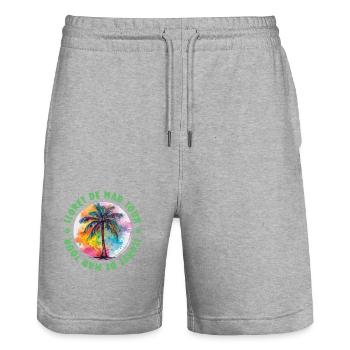 Lloret De Mar Tour Urlaub Plame Bunt - Stanley/Stella Unisex Bio Joggingshorts Trainer  - Grau meliert - Vorne - Nik (191cm) & Marisol (170cm)
