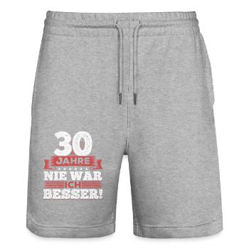 30. Geburtstag - Stanley/Stella Unisex Bio Joggingshorts Trainer  - Grau meliert - Vorne - Nik (191cm) & Marisol (170cm)