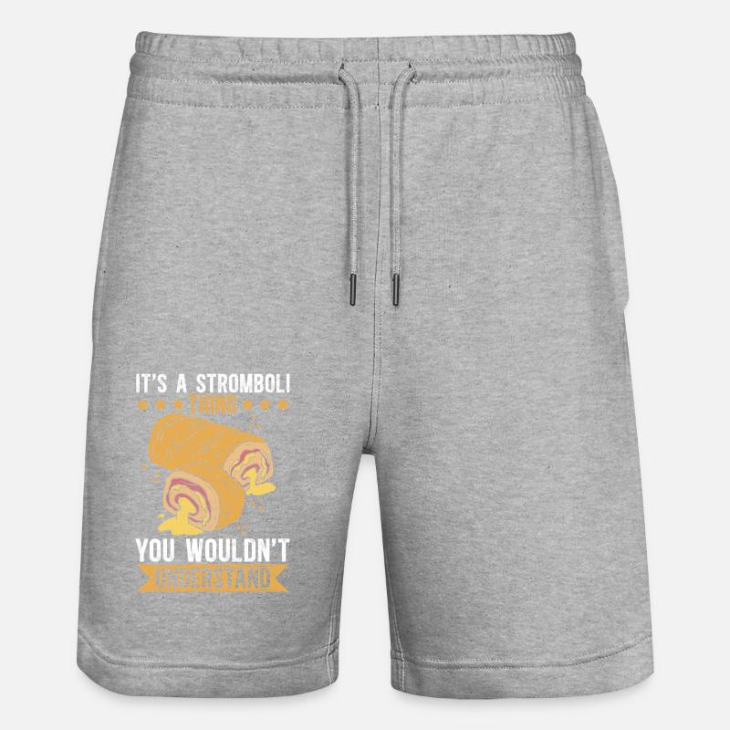 Stromboli Pizza Calzone Strombolis Gift - Stanley/Stella Trainer Unisex Organic Jogging Shorts - heather grey