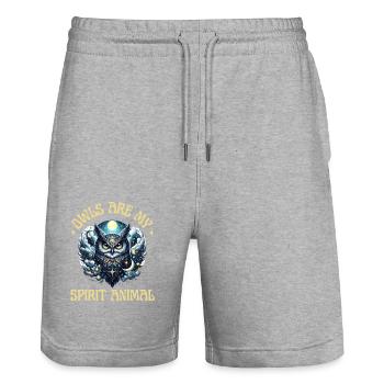 Eule Eulen Spirit Animal Seele Lieblingstier Wald - Stanley/Stella Unisex Bio Joggingshorts Trainer  - Grau meliert - Vorne - Nik (191cm) & Marisol (170cm)