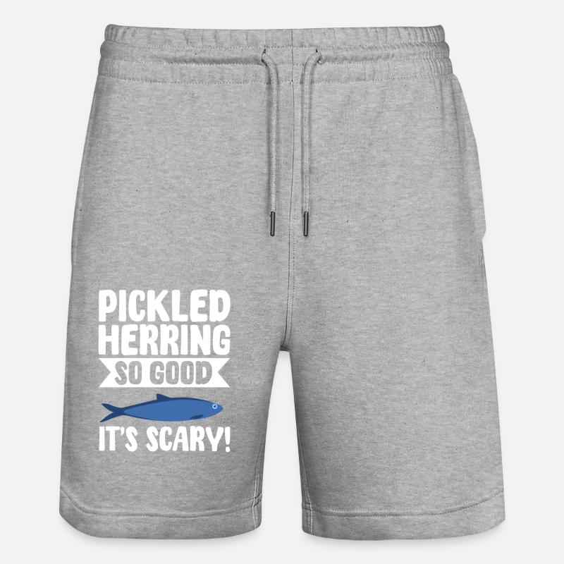 eLustiger Eingelegter Hering Geschenkidee - Stanley/Stella Unisex Bio Joggingshorts Trainer  - Grau meliert
