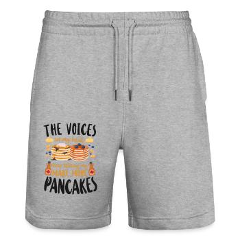 Pancake Lover Kids The Voices In - Stanley/Stella Unisex Bio Joggingshorts Trainer  - Grau meliert - Vorne - Nik (191cm) & Marisol (170cm)