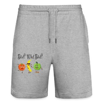 Diet What Diet Diet Fruit Funny Saying Lose Weight - Stanley/Stella Trainer Unisex Organic Jogging Shorts - heather grey - Front - Nik (191cm) & Marisol (170cm)