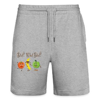Diet What Diet Diet Fruit Funny Saying Lose Weight - Stanley/Stella Trainer Unisex Organic Jogging Shorts - heather grey - Front - Nik (191cm) & Marisol (170cm)