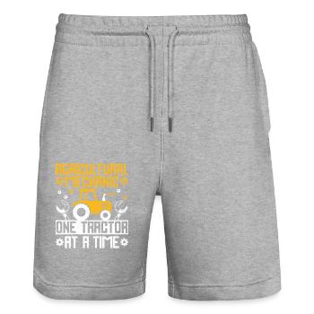 Agricultural Mechanic Funny Tractor Mechanics Farm - Stanley/Stella Trainer Unisex Organic Jogging Shorts - heather grey - Front - Nik (191cm) & Marisol (170cm)