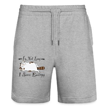 I m Not Lazy I Save Energy Cat Cat Baby - Stanley/Stella Trainer Unisex Organic Jogging Shorts - heather grey - Front - Nik (191cm) & Marisol (170cm)