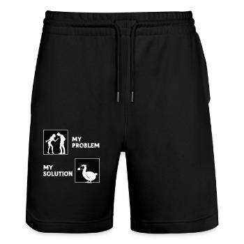 Dodo Bird Lover My Problem My Pictogram Dad Mom - Stanley/Stella Trainer Unisex Organic Jogging Shorts - black - Front - Nik (191cm) & Marisol (170cm)