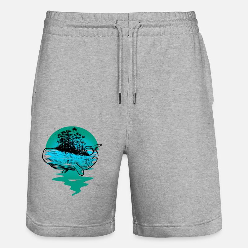 baleine, poisson, océan, mammifères marins - Short de jogging bio TRAINER Stanley/Stella unisexe - gris chiné