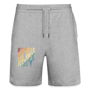 Le karaté est mon endroit de bonheur - Short de jogging bio TRAINER Stanley/Stella unisexe - gris chiné - Devant - Nik (191cm) & Marisol (170cm)