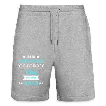 Ruhestand Rentner Pensionär lustig Ehefrau Chef - Stanley/Stella Unisex Bio Joggingshorts Trainer  - Grau meliert - Vorne - Nik (191cm) & Marisol (170cm)