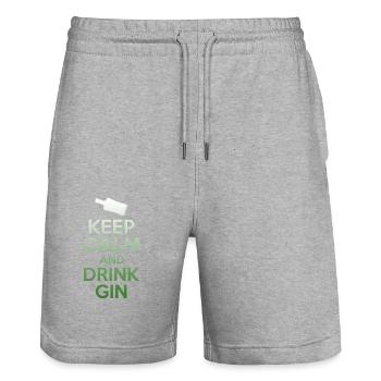 Keep Calm And Drink Gin T-Shirt - Funny Drinking - Stanley/Stella Trainer Unisex Organic Jogging Shorts - heather grey - Front - Nik (191cm) & Marisol (170cm)