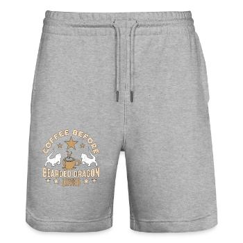 Bearded Dragon Coffee Herpetologist Coffee Lover - Stanley/Stella Trainer Unisex Organic Jogging Shorts - heather grey - Front - Nik (191cm) & Marisol (170cm)