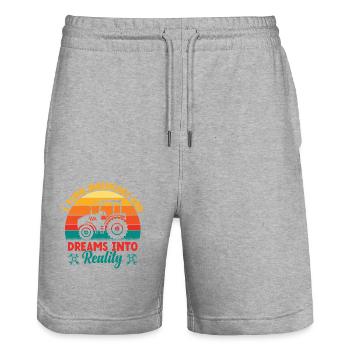 Agricultural Mechanic Funny Tractor Mechanics Farm - Stanley/Stella Trainer Unisex Organic Jogging Shorts - heather grey - Front - Nik (191cm) & Marisol (170cm)