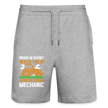 Agricultural Mechanic Funny Tractor Mechanics Farm - Stanley/Stella Trainer Unisex Organic Jogging Shorts - heather grey - Front - Nik (191cm) & Marisol (170cm)