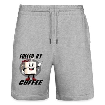 Fueled By Coffee Kaffee Barista Espresso Kaffee - Stanley/Stella Trainer Unisex Organic Jogging Shorts - heather grey - Front - Nik (191cm) & Marisol (170cm)