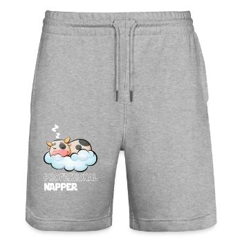 Professinonal Napper Cow Sleeping Late Riser - Stanley/Stella Trainer Unisex Organic Jogging Shorts - heather grey - Front - Nik (191cm) & Marisol (170cm)