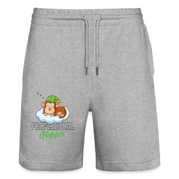 Professinonal Napper, Monkey, Monkey, Baby Monkey, Gorilla - Stanley/Stella Trainer Unisex Organic Jogging Shorts - heather grey - Front - Nik (191cm) & Marisol (170cm)