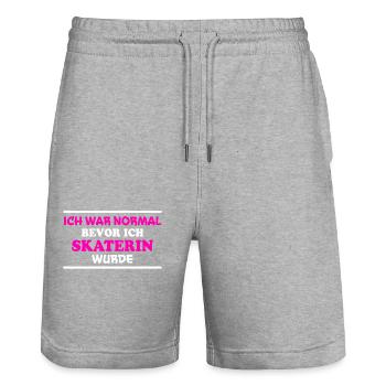 Skaterin Spruch Skating Lustiges Skaterin Geschenk - Stanley/Stella Unisex Bio Joggingshorts Trainer  - Grau meliert - Vorne - Nik (191cm) & Marisol (170cm)
