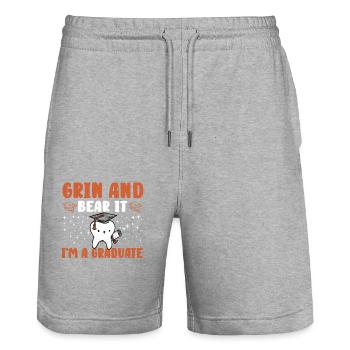 Graduation Ceremony for Dental Students - Stanley/Stella Trainer Unisex Organic Jogging Shorts - heather grey - Front - Nik (191cm) & Marisol (170cm)