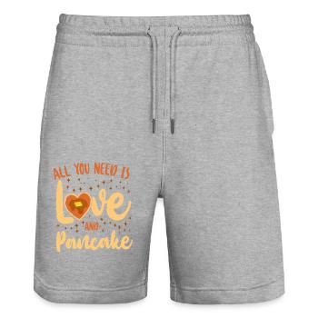 Pancake Lover Kids Girl All You - Stanley/Stella Unisex Bio Joggingshorts Trainer  - Grau meliert - Vorne - Nik (191cm) & Marisol (170cm)