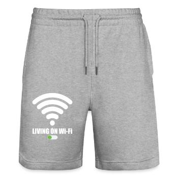 Living On Wi-Fi Wifi Wifi Saying Internet Signal - Stanley/Stella Trainer Unisex Organic Jogging Shorts - heather grey - Front - Nik (191cm) & Marisol (170cm)