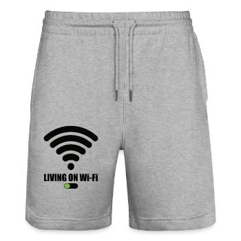 Living On Wi-Fi Wifi Wifi Saying Internet Signal - Stanley/Stella Trainer Unisex Organic Jogging Shorts - heather grey - Front - Nik (191cm) & Marisol (170cm)