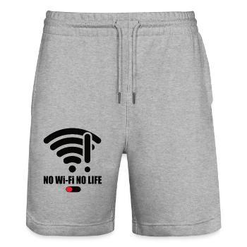 No Wifi-No Life Wifi Wifi Saying Internet Signal - Stanley/Stella Trainer Unisex Organic Jogging Shorts - heather grey - Front - Nik (191cm) & Marisol (170cm)