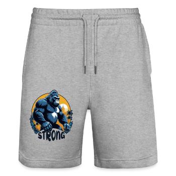 gorille avec chaine en or - Short de jogging bio TRAINER Stanley/Stella unisexe - gris chiné - Devant - Nik (191cm) & Marisol (170cm)