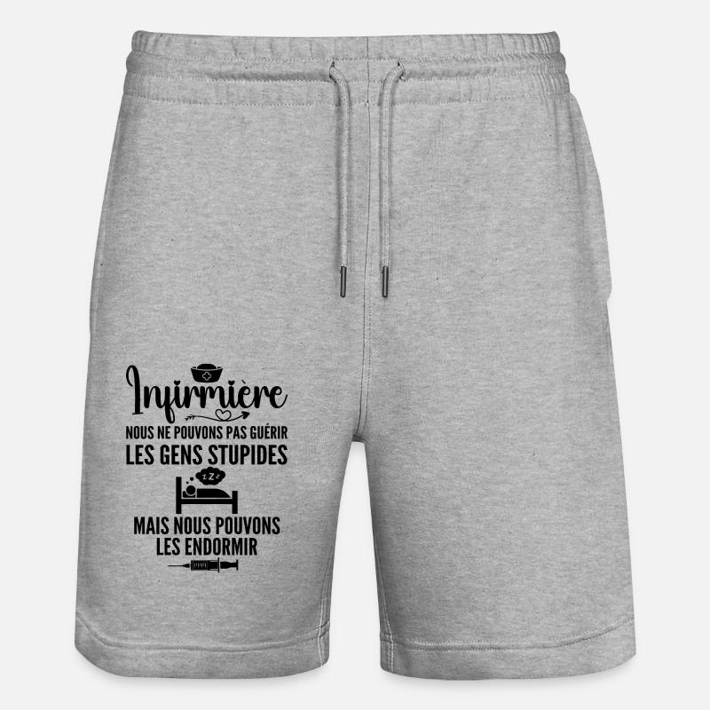 Krankenschwester Humor - Krankenschwester Geschenk - Stanley/Stella Unisex Bio Joggingshorts Trainer  - Grau meliert