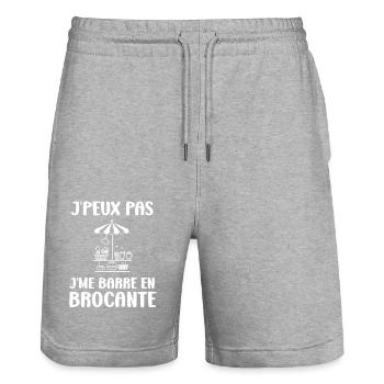 Vide grenier humour brocante - Short de jogging bio TRAINER Stanley/Stella unisexe - gris chiné - Devant - Nik (191cm) & Marisol (170cm)