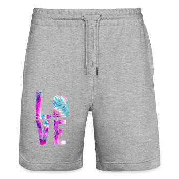 Pancake Lover Kids Aquarelle Love - Short de jogging bio TRAINER Stanley/Stella unisexe - gris chiné - Devant - Nik (191cm) & Marisol (170cm)