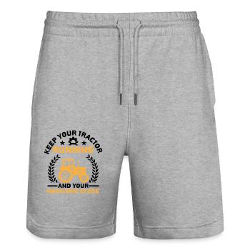 Agricultural Mechanic Funny Tractor Mechanics Farm - Stanley/Stella Trainer Unisex Organic Jogging Shorts - heather grey - Front - Nik (191cm) & Marisol (170cm)