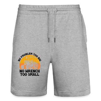 Agricultural Mechanic Funny Tractor Mechanics Farm - Stanley/Stella Trainer Unisex Organic Jogging Shorts - heather grey - Front - Nik (191cm) & Marisol (170cm)