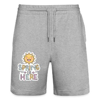 Printemps Le printemps est là, les fleurs du soleil - Short de jogging bio TRAINER Stanley/Stella unisexe - gris chiné - Devant - Nik (191cm) & Marisol (170cm)