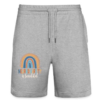 Autism Neurodiversity - Stanley/Stella Trainer Unisex Organic Jogging Shorts - heather grey - Front - Nik (191cm) & Marisol (170cm)