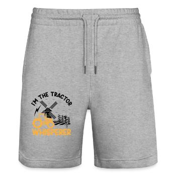 Agricultural Mechanic Funny Tractor Mechanics Farm - Stanley/Stella Trainer Unisex Organic Jogging Shorts - heather grey - Front - Nik (191cm) & Marisol (170cm)