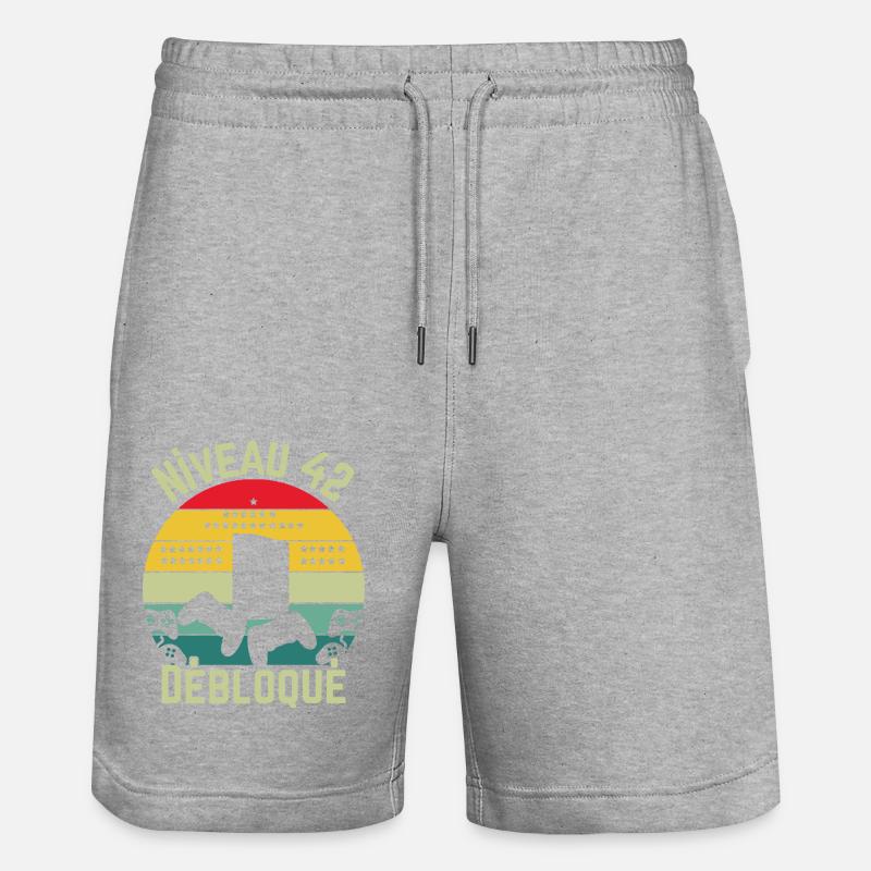 Niveau 42 Débloqué - Short de jogging bio TRAINER Stanley/Stella unisexe - gris chiné