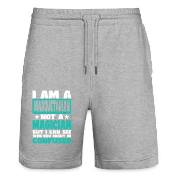 Marquetarier - Stanley/Stella Unisex Bio Joggingshorts Trainer  - Grau meliert - Vorne - Nik (191cm) & Marisol (170cm)