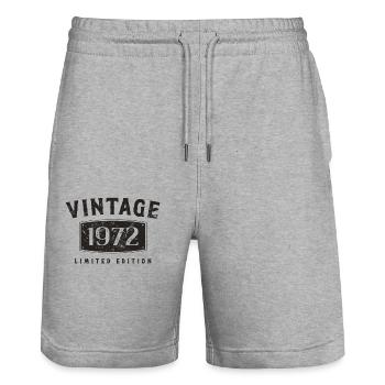 Birthday 1972 Limited Edition Vintage 1972 - Stanley/Stella Trainer Unisex Organic Jogging Shorts - heather grey - Front - Nik (191cm) & Marisol (170cm)