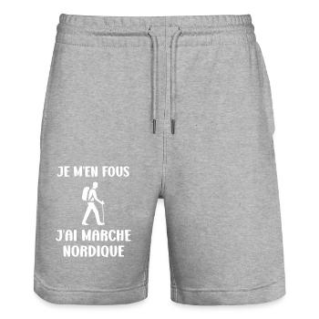 Randonné humour marche nordique - Short de jogging bio TRAINER Stanley/Stella unisexe - gris chiné - Devant - Nik (191cm) & Marisol (170cm)