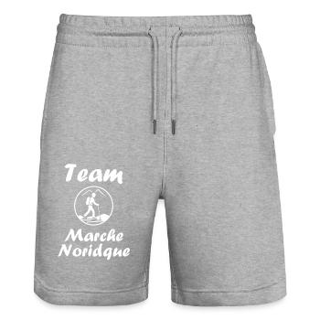Randonné humour marche nordique - Short de jogging bio TRAINER Stanley/Stella unisexe - gris chiné - Devant - Nik (191cm) & Marisol (170cm)