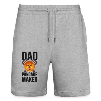 Pancake Lover Kids Dad Dad Pancake - Stanley/Stella Trainer Unisex Organic Jogging Shorts - heather grey - Front - Nik (191cm) & Marisol (170cm)
