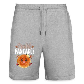 Pancake Lover Kids yes! Pancakes - Stanley/Stella Trainer Unisex Organic Jogging Shorts - heather grey - Front - Nik (191cm) & Marisol (170cm)
