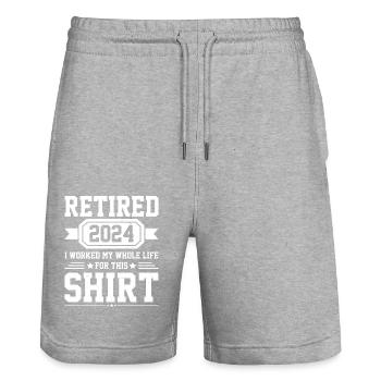 Retired 2024 I Worked My Whole Life For This Shirt - Stanley/Stella Trainer Unisex Organic Jogging Shorts - heather grey - Front - Nik (191cm) & Marisol (170cm)