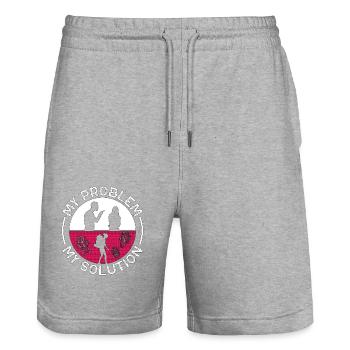 Anthropologie Mon problème Ma solution Pictogramme Maman - Short de jogging bio TRAINER Stanley/Stella unisexe - gris chiné - Devant - Nik (191cm) & Marisol (170cm)