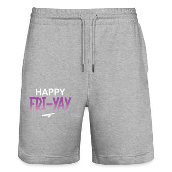 Glücklich Fri Yay Lehrer Wochenende Lustig Meme - Stanley/Stella Unisex Bio Joggingshorts Trainer  - Grau meliert - Vorne - Nik (191cm) & Marisol (170cm)