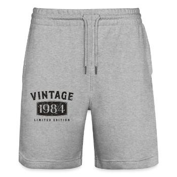 Anniversaire 1984 Edition Limitée Millésime 1984 - Short de jogging bio TRAINER Stanley/Stella unisexe - gris chiné - Devant - Nik (191cm) & Marisol (170cm)